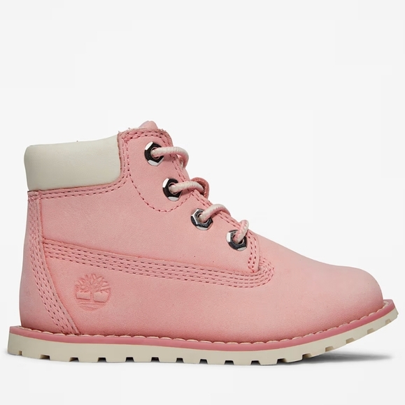 Timberland Pokey Pine 6-Inch Side-Zip Boot Light Pink Nubuck Size 6 Toddler - Picture 1 of 9